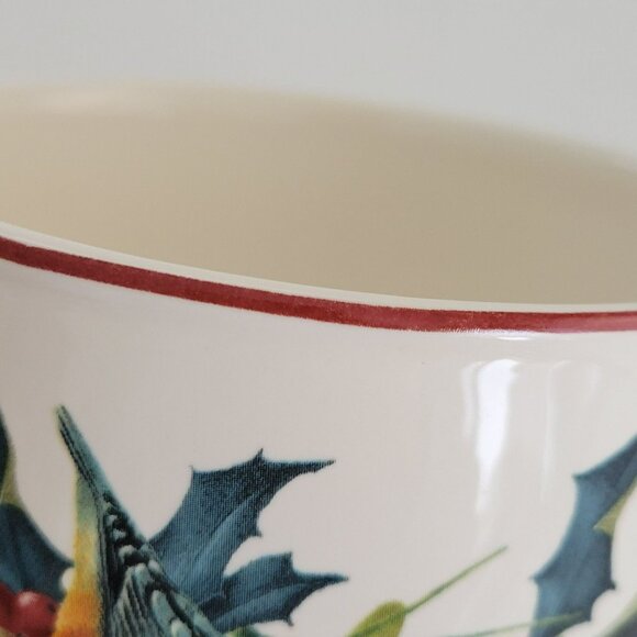 Vintage Lenox Winter Greetings 4" Nesting Bowl, Nuthatch Bird, Holly & Pinecone - Picture 4 of 8